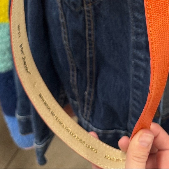 Betsey Johnson glossy leather croc embossed belt orange burnt small - Picture 2 of 3